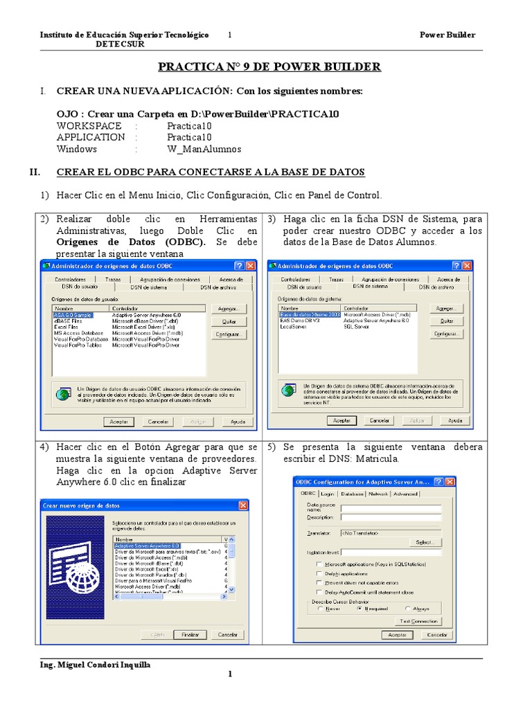 Práctica de Power Builder 10: ODBC y DataWindow | PDF | Point and Click ...