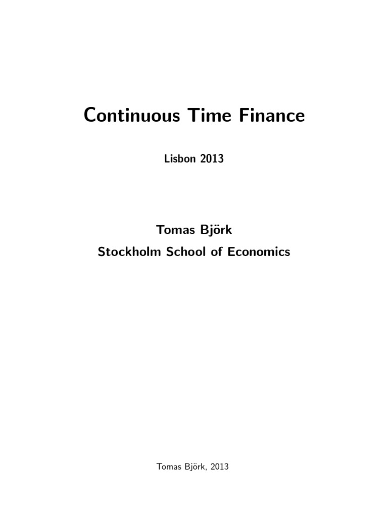 Continuous Time Finance Guide | PDF | Stochastic Process | Black ...