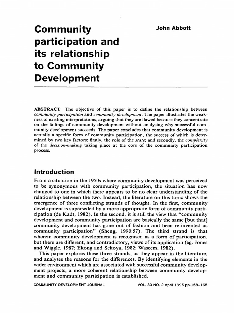 Community Participation in Development | PDF | Community Development ...
