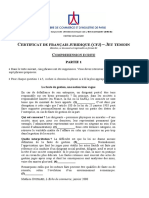 CCD Paris - Francais JURIDIQUE - Comprehension Ecrite Extrait
