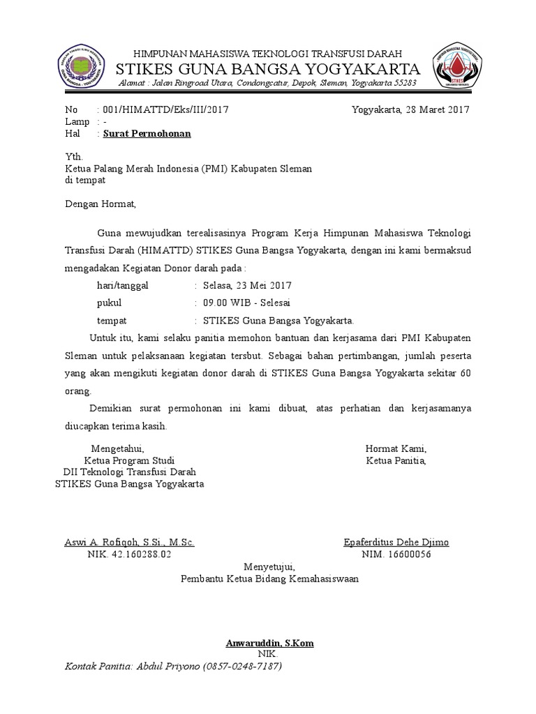 Contoh Surat Permohonan