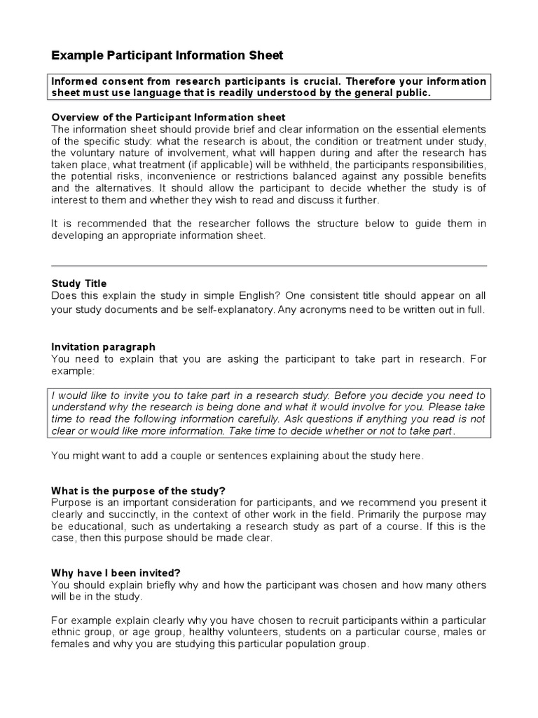 Example Participant Information Sheet | PDF | General Practitioner ...