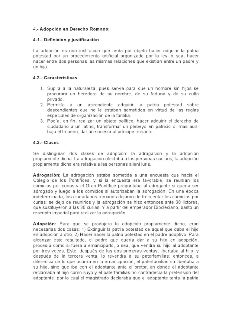 Adopción y Adrogación en Derecho Romano | PDF | Adopción | Roma antigua