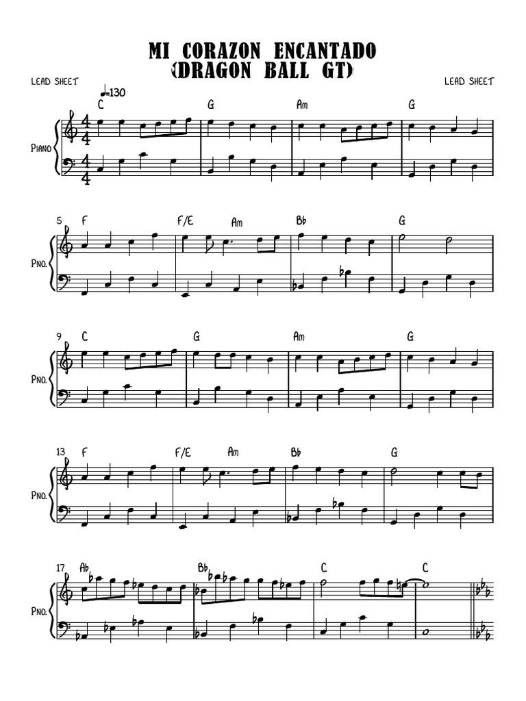 296037854 Mi Corazon Encantado Dragon Ball Gt Easy Piano Pdf