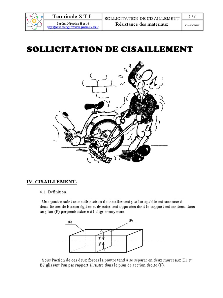 Sollicitation de Cisaillement en RDM | PDF | Contrainte de cisaillement ...