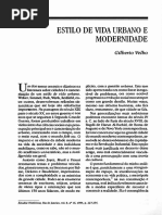 Estilo de Vida Urbano e Modernidade, Gilberto Velho