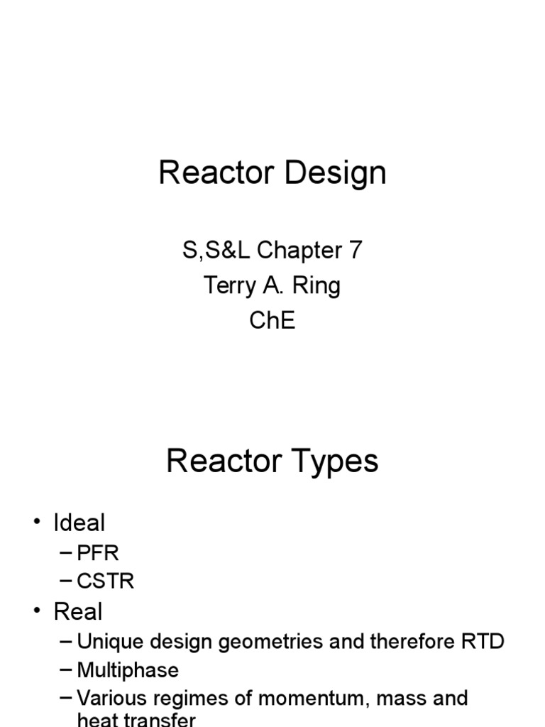 Reactor Design and Optimization Techniques | PDF | Science ...