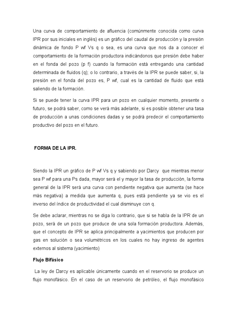 Curvas IPR: Análisis de Producción de Pozos | PDF | Reservorio | Gases