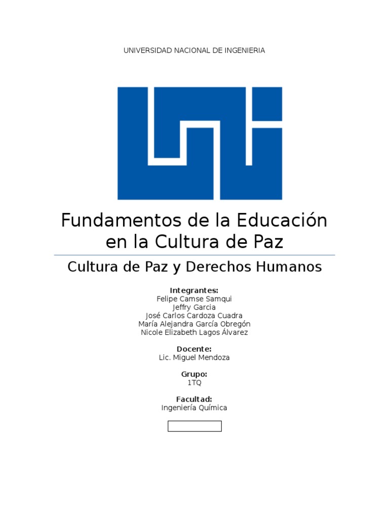 Fundamentos de la Cultura de Paz | PDF | Paz | Derechos humanos