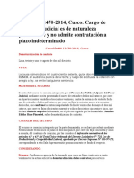 Casación 12470-2014-Cusco - Cargo de Secretario Judicial Es de Naturaleza Permanente y No Admite Contratación A Plazo Indeterminado