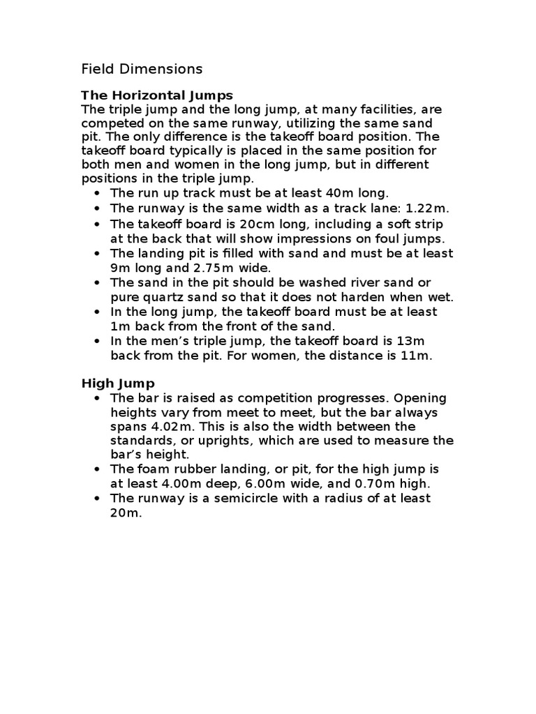 Field Dimensions PDF Track And Field Games Of Physical Skill