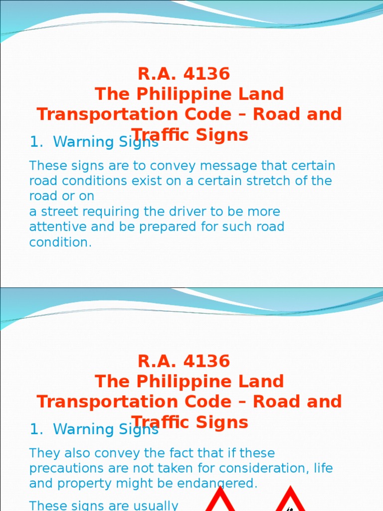 Road Signs RA 4136 PDF Traffic Transport Safety