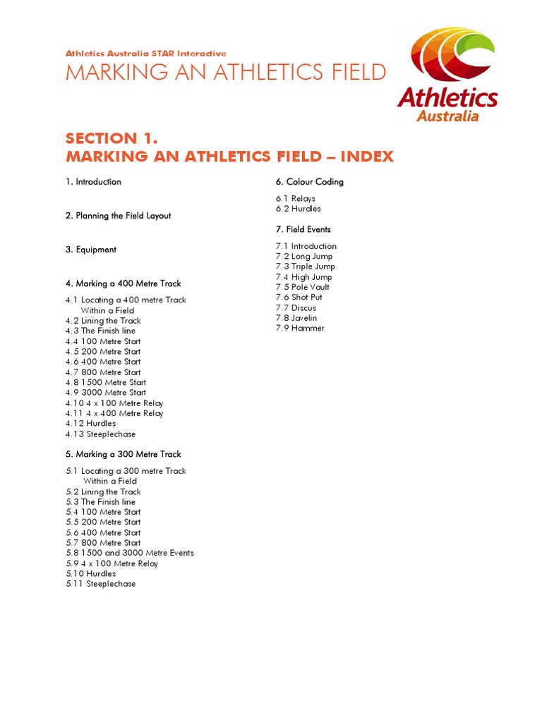 Marking Guidelines for Athletics Fields | PDF | Track And Field ...