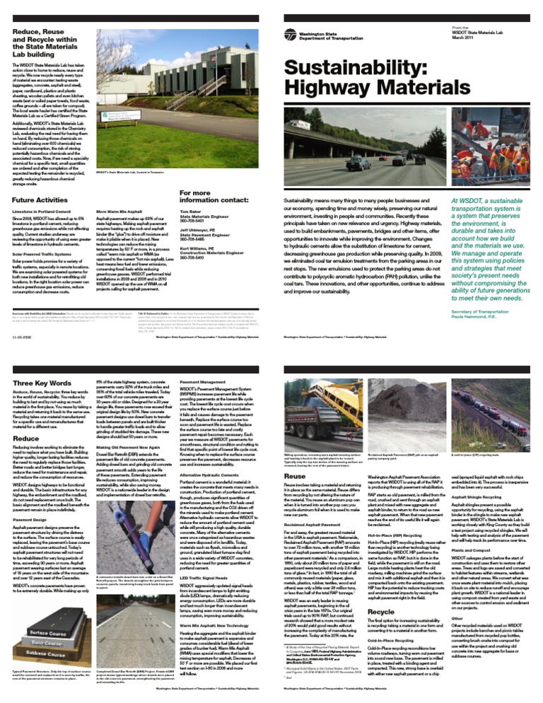 Sustainable Highway Materials in WA | PDF | Road Surface | Recycling