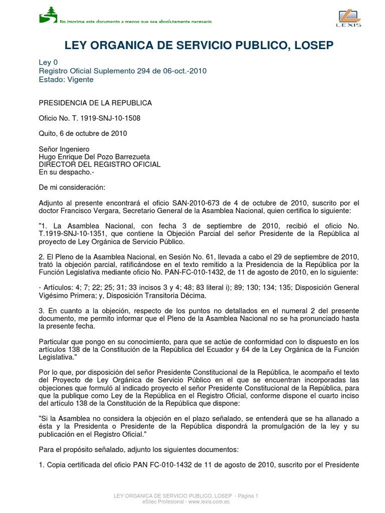 Ley Orgánica de Servicio Público 2023 | PDF | Parentesco | Derecho laboral