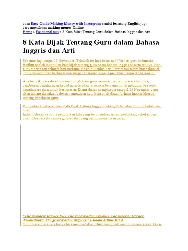 10 Kata Mutiara Hari Guru Dalam Bahasa Inggris Dan Artinya | DrumDJ