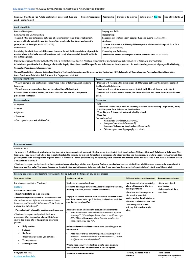 Geography Lesson Plan | PDF | Lesson Plan | Inquiry