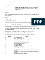 Use of Semicolon ( ) in MATLAB: Operator Purpose + - . . / / ./ .