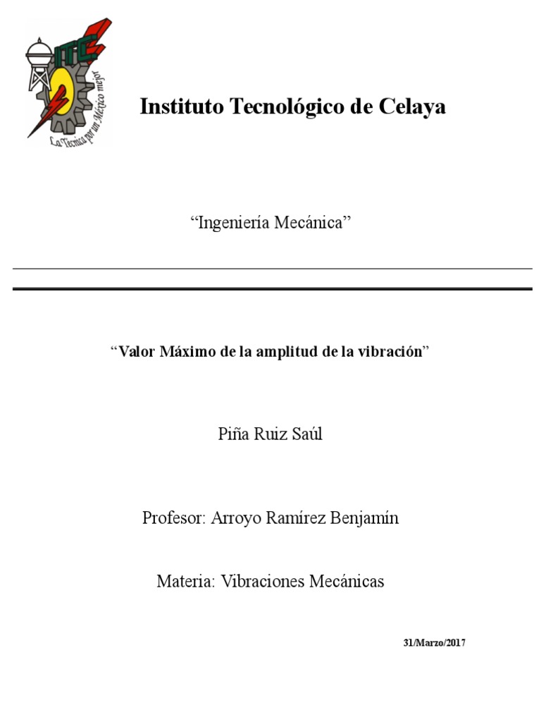 Máxima Amplitud de Vibración en Sistemas | PDF | Física Aplicada e ...
