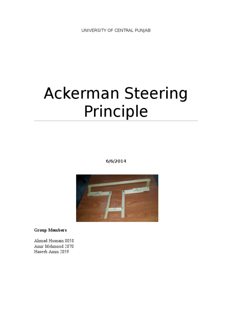 Ackerman Steering Mechanism Analysis | PDF