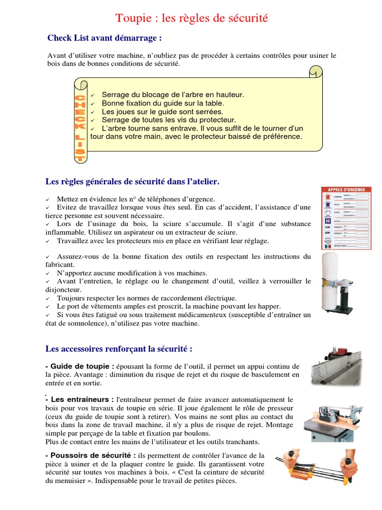 Checklist des outils de menuisier