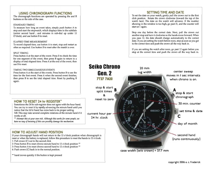 Seiko 7T27 7A20 Setting | PDF