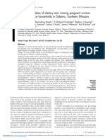 Inadequate Intakes of Dietary Zinc Among Pregnant Women From Subsistence Households in Sidama Southern Ethiopia