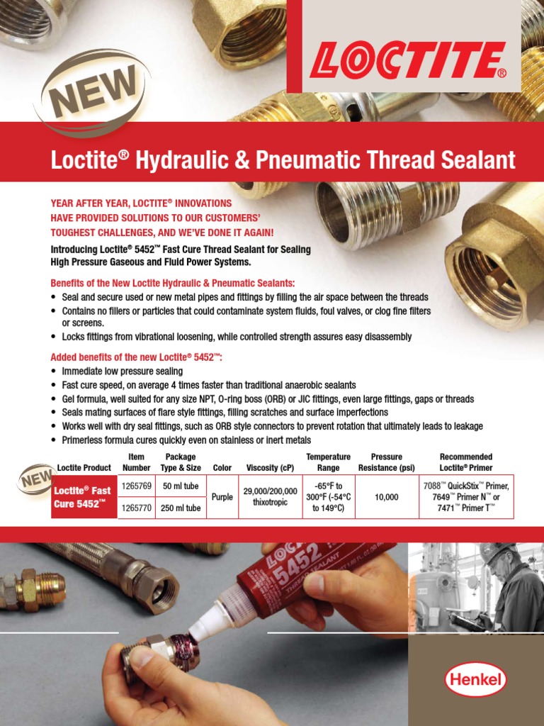 Industrial Maintenance Loctite® Hydraulic & Pneumatic Thread Sealant PDF Pipe (Fluid