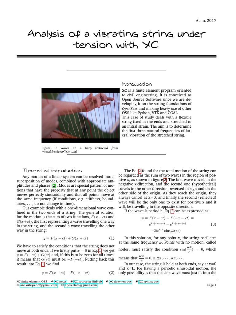 Analysis of A Vibrating String Under Tension With XC PDF Normal