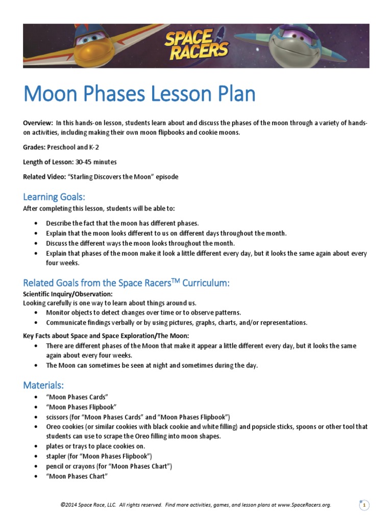 Moon phases lesson plan pdf moon astronomy
