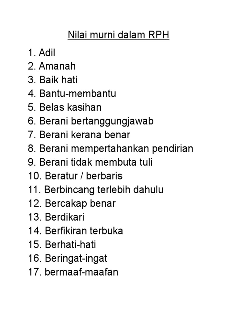 Nilai Murni Dalam RPH | PDF | Memasak, Makanan, & Anggur | Kesehatan ...