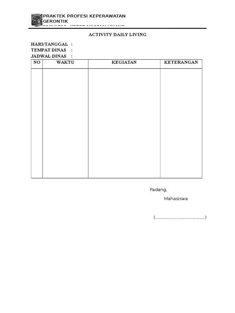 Format ADL dalam Keperawatan Gerontik | PDF