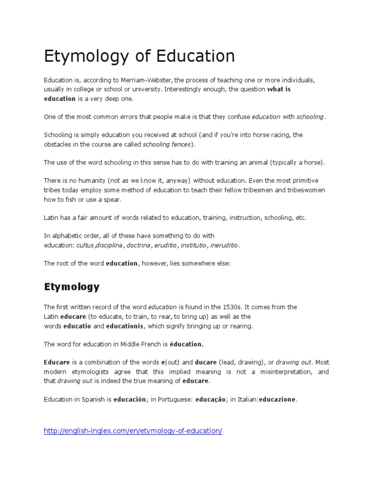 Etymology of Education PDF