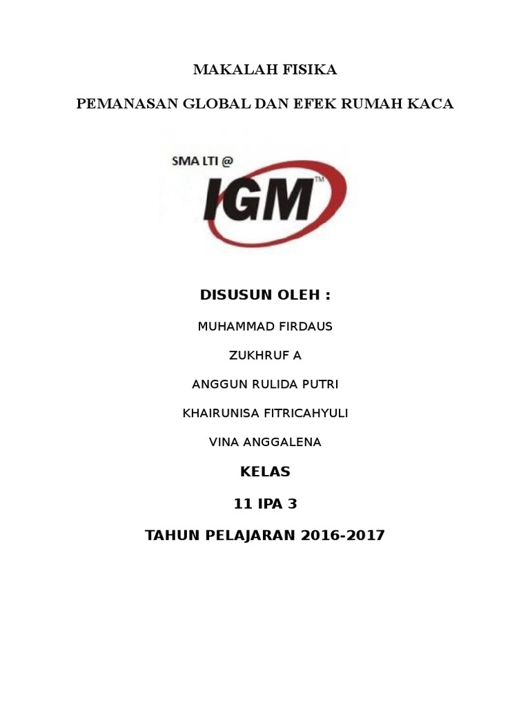 Makalah Pemanasan Global Fisika Kelas 11 Doc