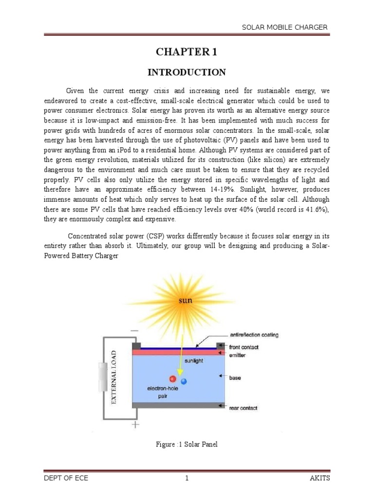 Solar Mobile Charger PDF Solar Cell Photovoltaic System