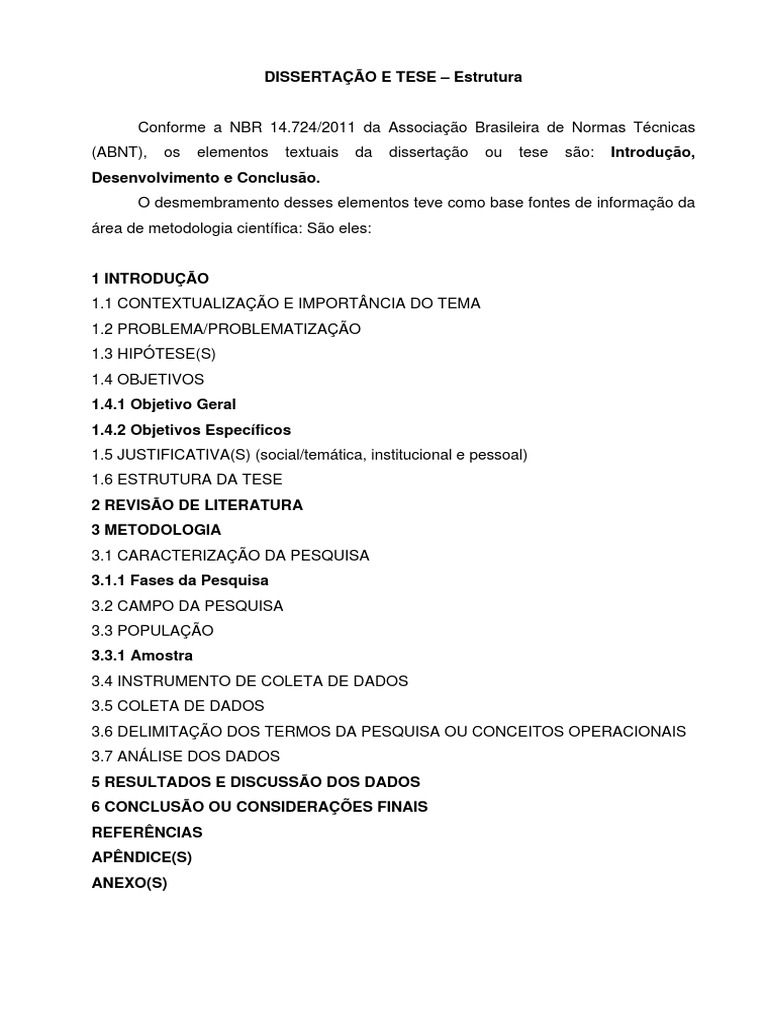 Estrutura de Dissertação e Tese | PDF | Ciências e Matemática