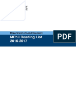 MPhil Reading List for Department of Land Economy