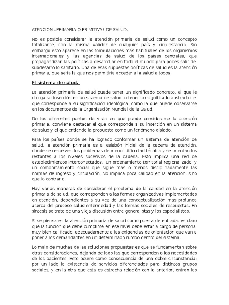 Atencion Primaria. Mario Testa | PDF | Democracia | Ideologías políticas