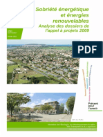 Sobriété Énergétique Et Énergies Renouvelables - Analyse Des Dossiers de l’Appel à Projets 2009