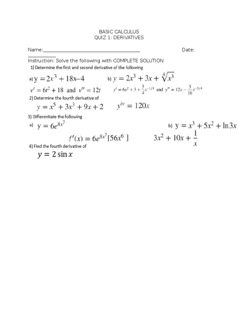 BASIC CALCULUS Quiz DC PDF