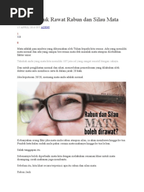4 Petua Untuk Rawat Rabun Dan Silau Mata Pdf