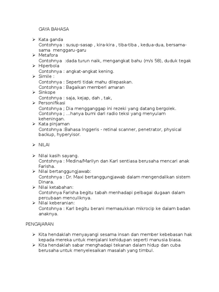 Gaya Bahasa Nilai Dan Pengajaran Di Sebalik Dinara