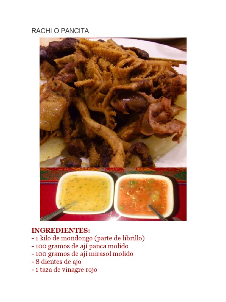 Receta de Rachi o Pancita | PDF | Ingredientes de comida | Cocina occidental