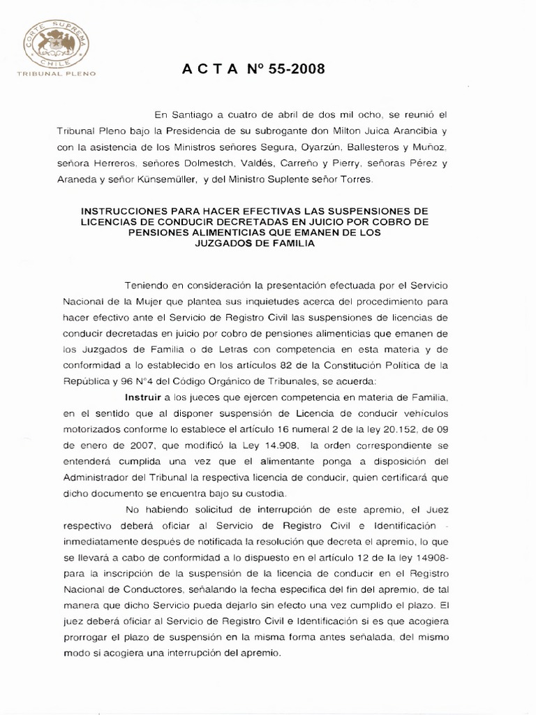 Acta 552008 Suspensión de Licencia de Conducir PDF