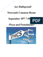 Ethics Hallspread! Newcomb Common Room September 20 ! 7:00PM Pizza and Postulations
