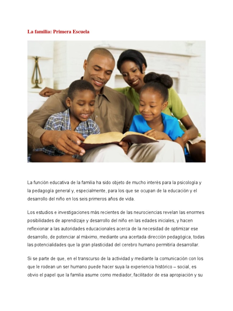 La familia como primera escuela educativa | PDF | Educación de la ...
