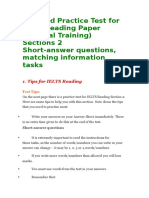 Tips and Practice Test For IELTS Reading Paper (General Training) Sections 2 Short-Answer Questions, Matching Information Tasks