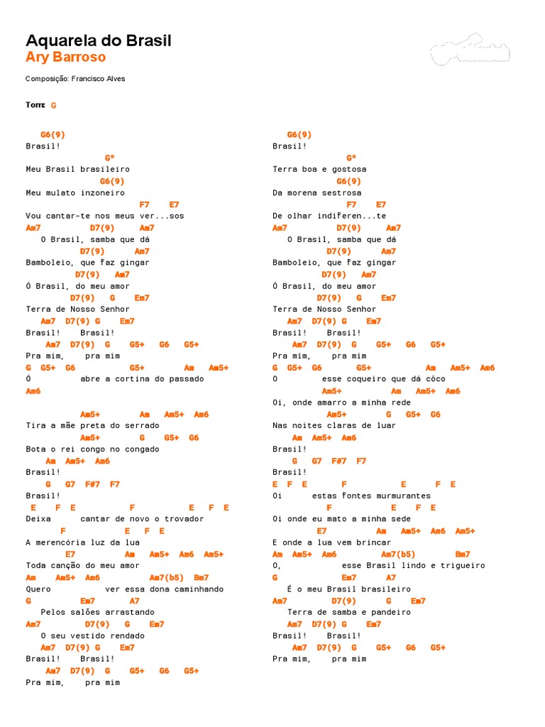 Cifra Club Ary Barroso Aquarela Do Brasil Leisure Entertainment