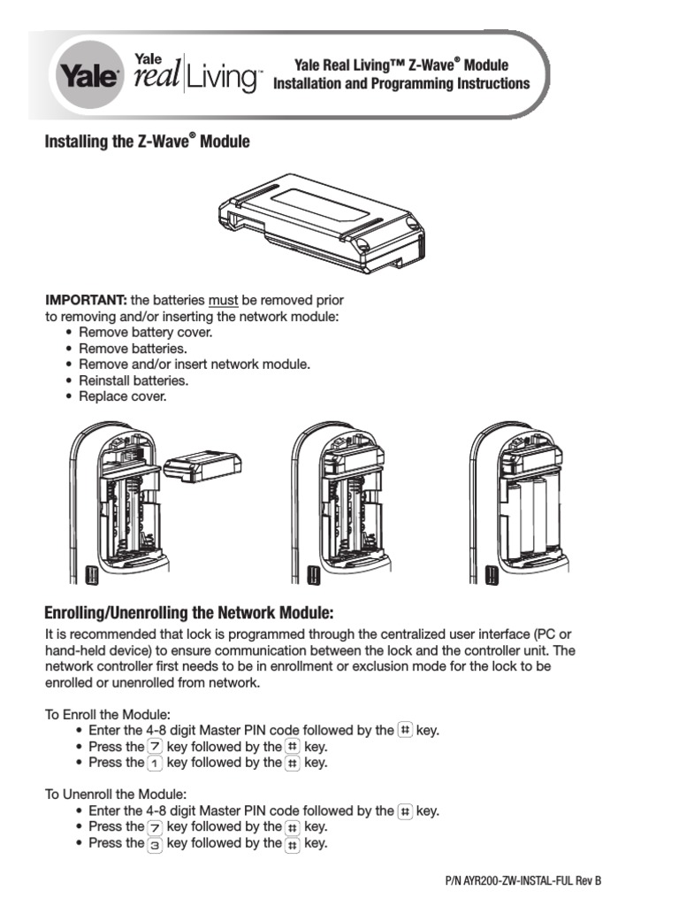 Yale Real Living Z Wave Module Instructions