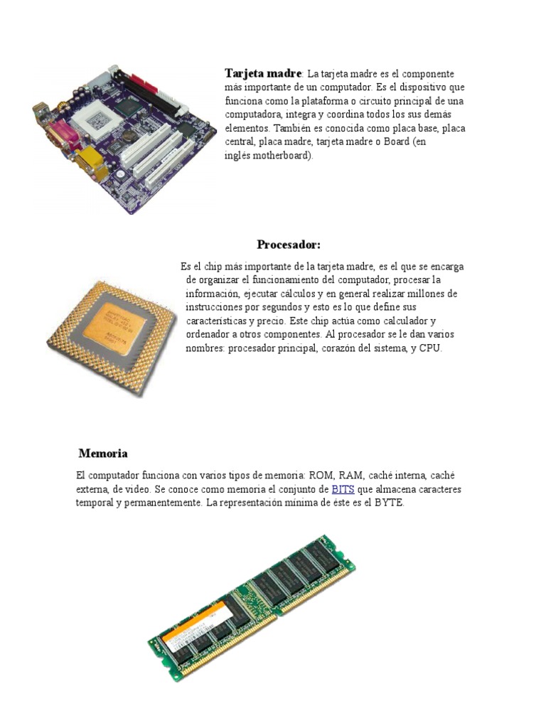 Sistema de hardware interno y externo de una computadora | PDF